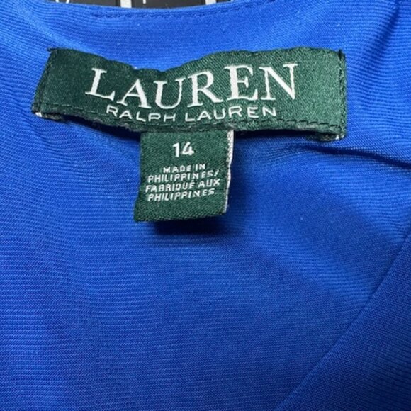 Ralph Lauren Cobalt Blue Draped Dress – Size 14 - Picture 5 of 6